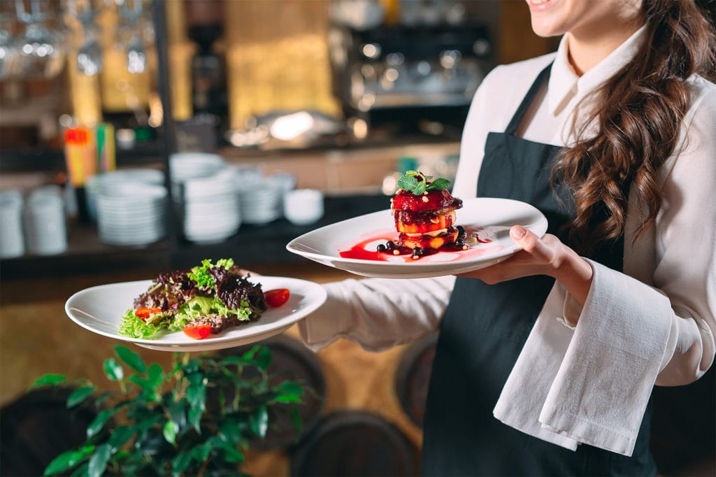 waitress serving food