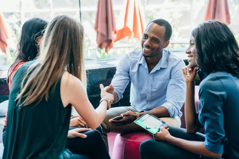 A group of people making a business deal.