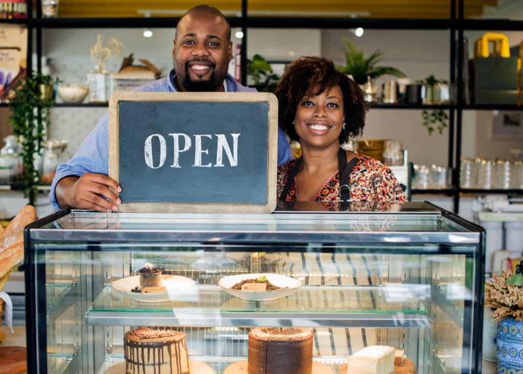 business owners at bakery