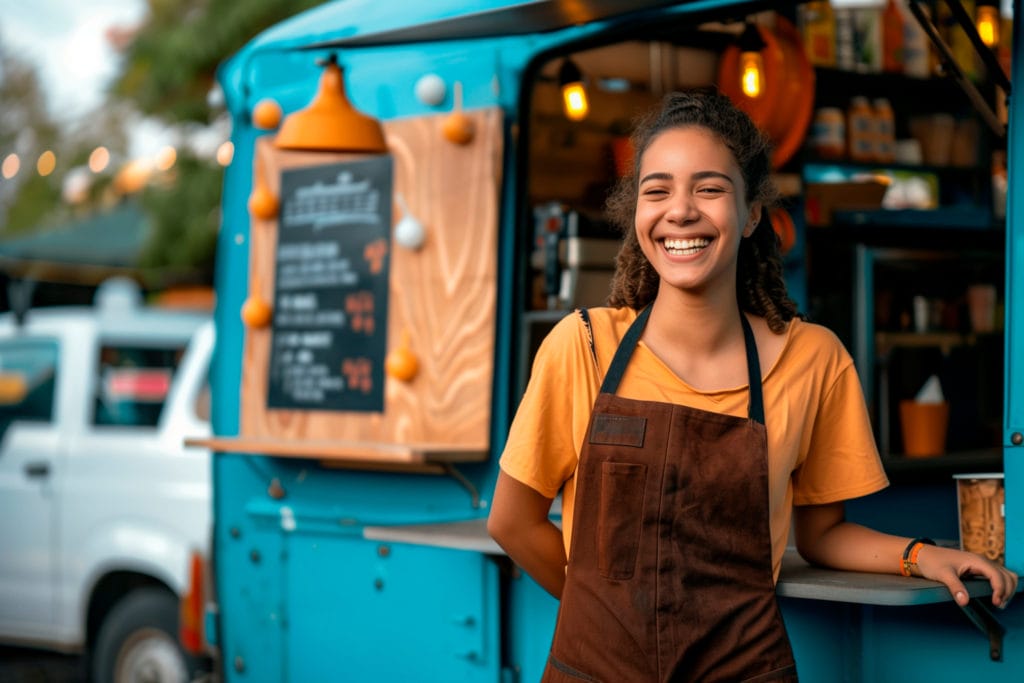 business owner outside food vendor