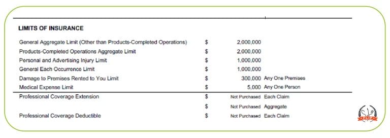 Example of aggregate limit.