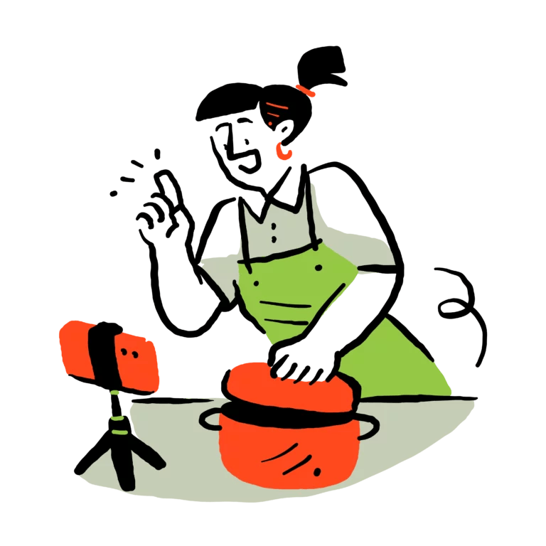 Person baking on counter.