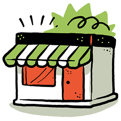 An illustration of a brick and mortar building.